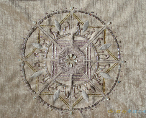Fig. 0.0.01: The Foundational Pearl, an original 2009 alchemical embroidery representing the first stage of Albedo and the somatic fixing of soul frequency into matter.