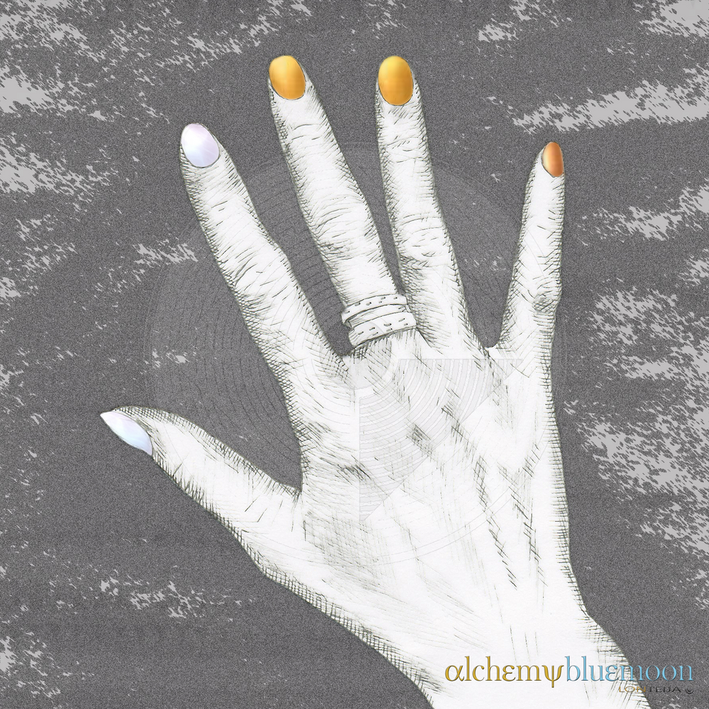 Fig. 5.6.03: The Quintessential Hand (2016). The Triple Stone Synthesis of Pearl, Gold, and Bronze frequencies for tactile engagement with the material world.