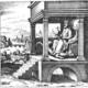 The Book of Lambspring. A crowned sovereign king seated triumphantly upon a formal throne structure placed directly on the back of a large, submissive dragon.