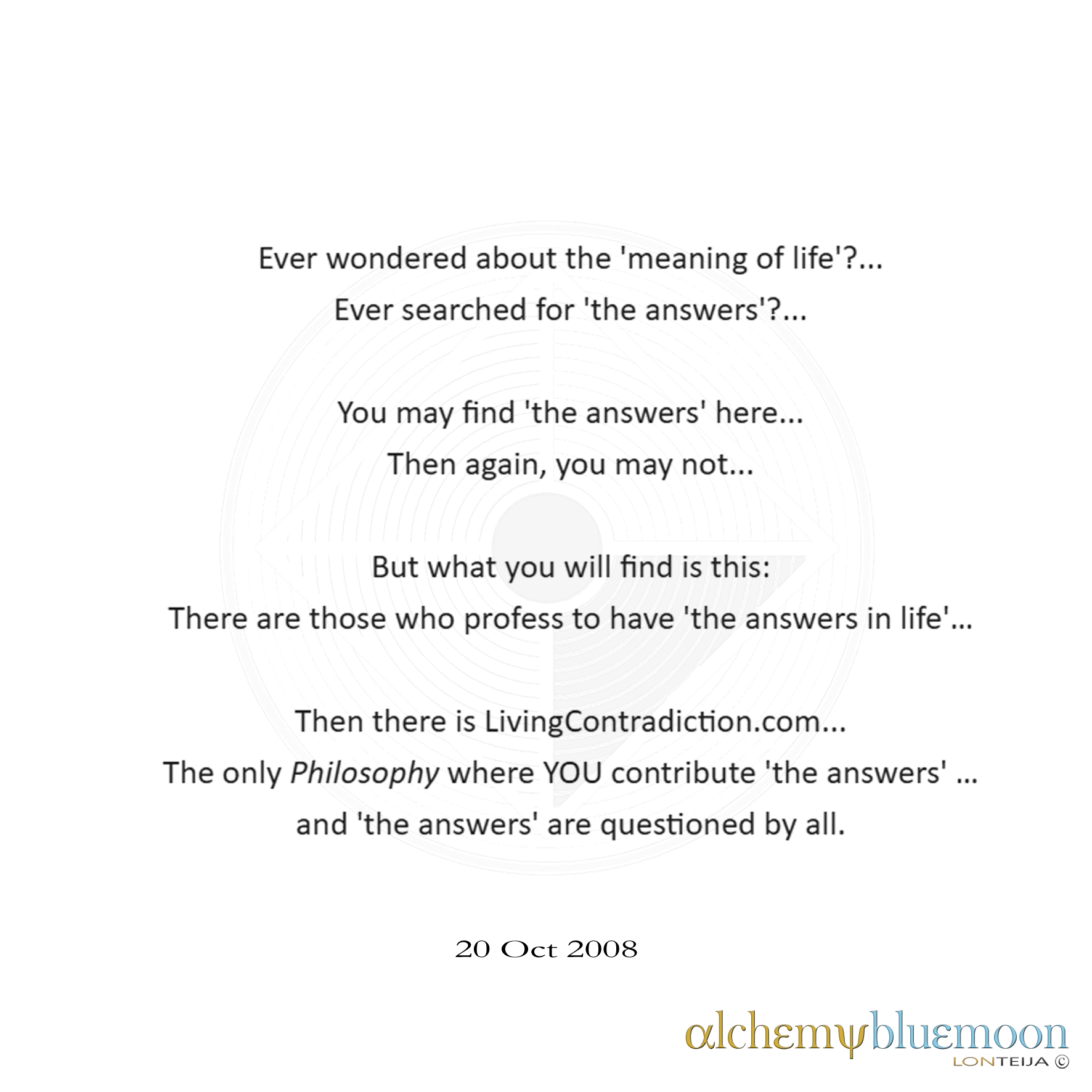 2006 email screenshot showing the September 21st text layout for LivingContradiction.com