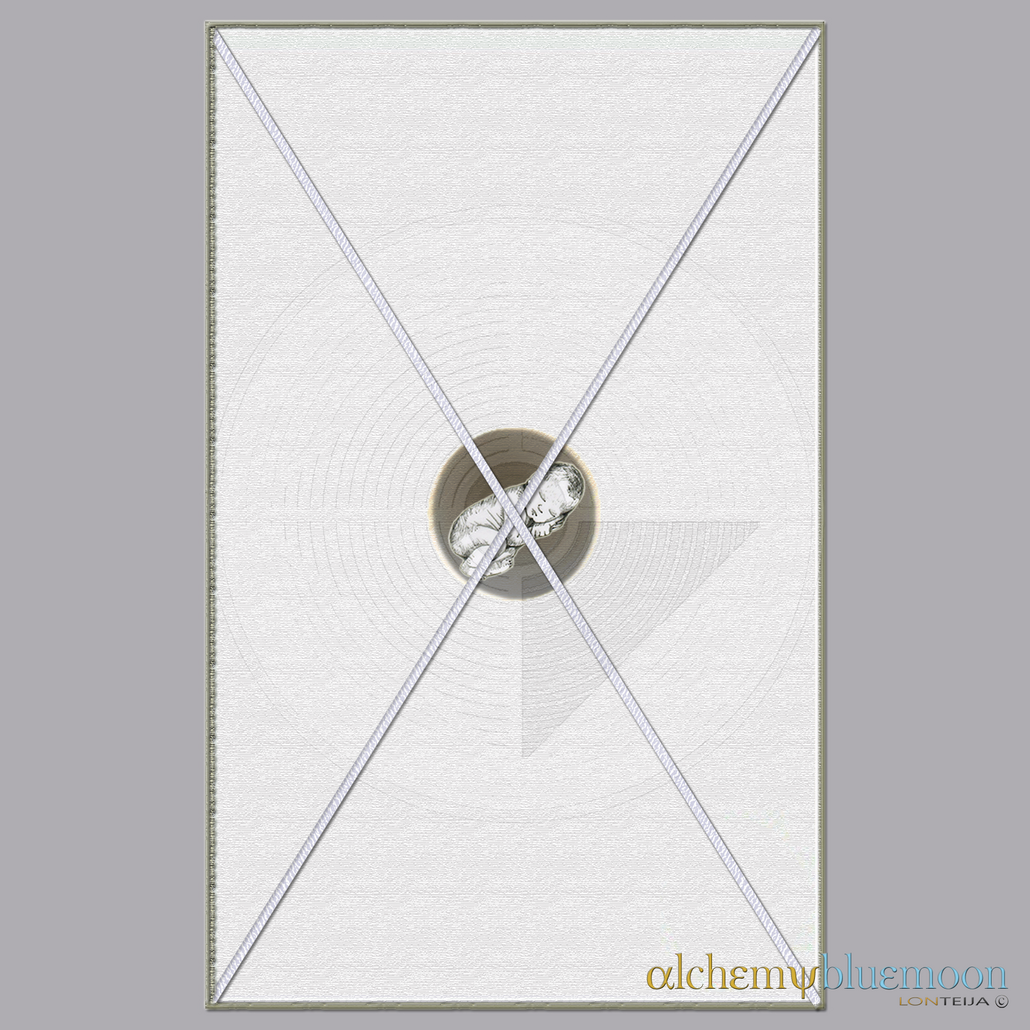 Fig. 5.3.01: The Sun-Moon Child (2015). Coagulatio and Fixatio, where the infant essence is strapped into a rectangular frame to stabilise the Absolute.