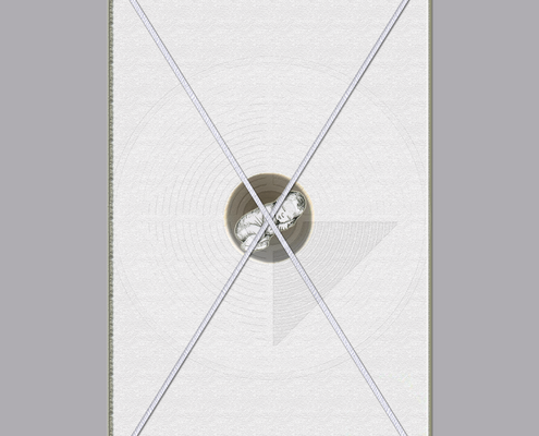 Fig. 5.3.01: The Sun-Moon Child (2015). Representing Coagulatio and Fixatio, where the infant essence is strapped into a rectangular frame to stabilise the Absolute.