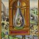Splendor Solis. A naked child wrestling a golden winged dragon inside a glass flask.