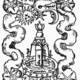 Rosarium Philosophorum. A central fountain with three spouts pouring water into a large square basin.