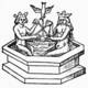 Rosarium Philosophorum. A naked King and Queen sitting opposite each other inside a water-filled hexagonal stone basin.