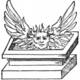 Rosarium Philosophorum. A glorious, anthropomorphic sun with large feathered wings rising triumphantly directly out of a rectangular stone tomb.