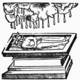 Rosarium Philosophorum. Heavy clouds pouring a second downpour of nutritional celestial rain onto a winged, two-headed hermaphrodite inside a rectangular stone tomb.