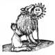 A stylised green lion consuming a smiling sun, depicting a traditional alchemical process of purification and solvent action.
