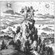 The Book of Lambspring. A steep mountain path where an elder guide takes a young king's son toward a high, craggy summit ridge.