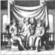 The Book of Lambspring. A final grand throne room architecture where the Father, the Son, and the Ancient Master sit permanently unified on a single seat.